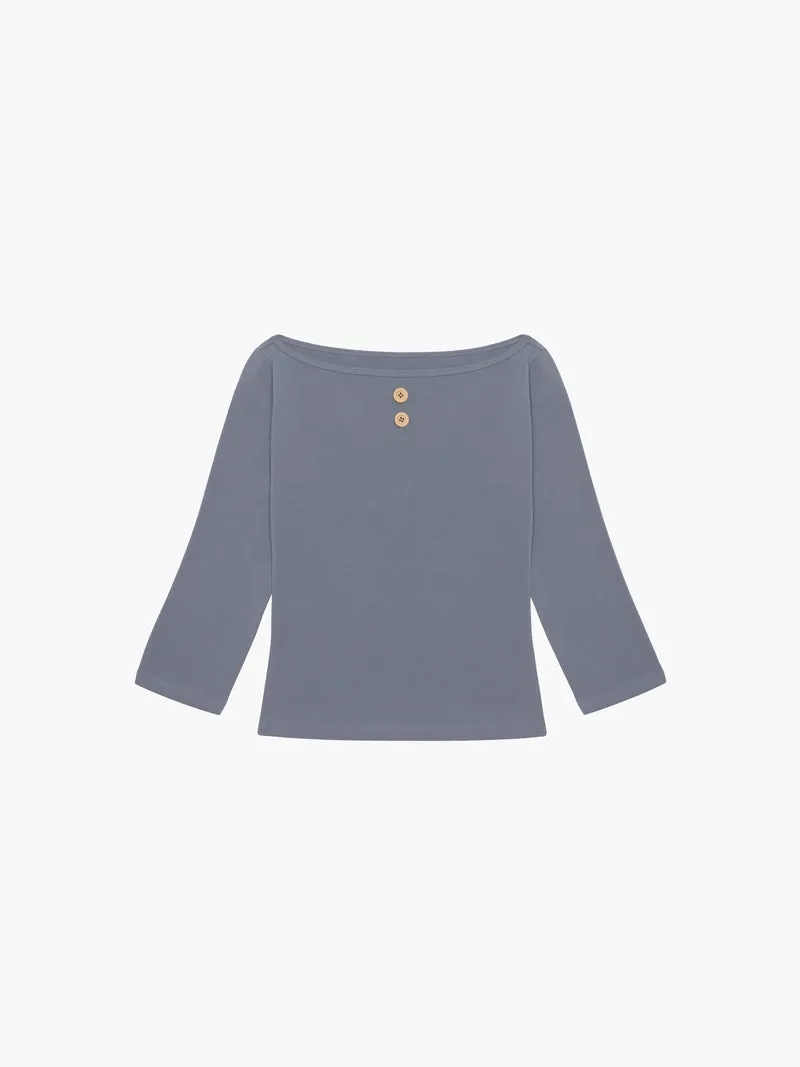 3/4 Sleeve Boat Neck Top