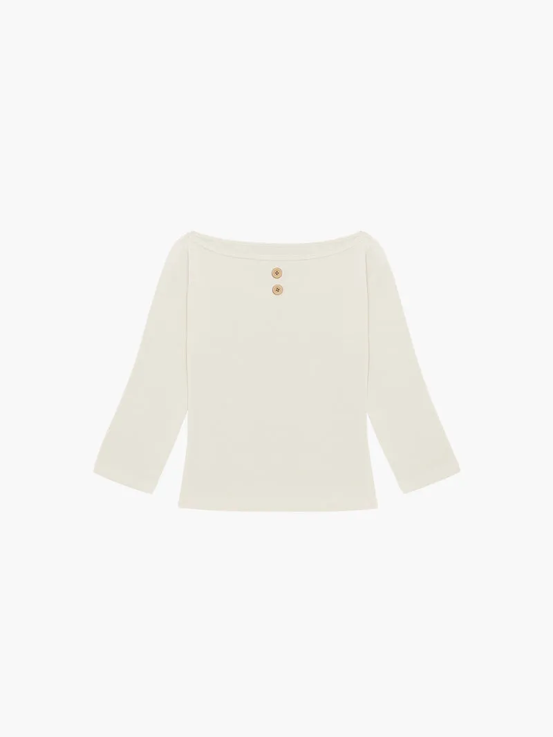 3/4 Sleeve Boat Neck Top