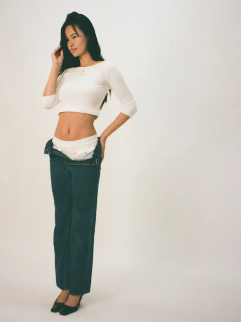 3/4 Sleeve Boat Neck Top