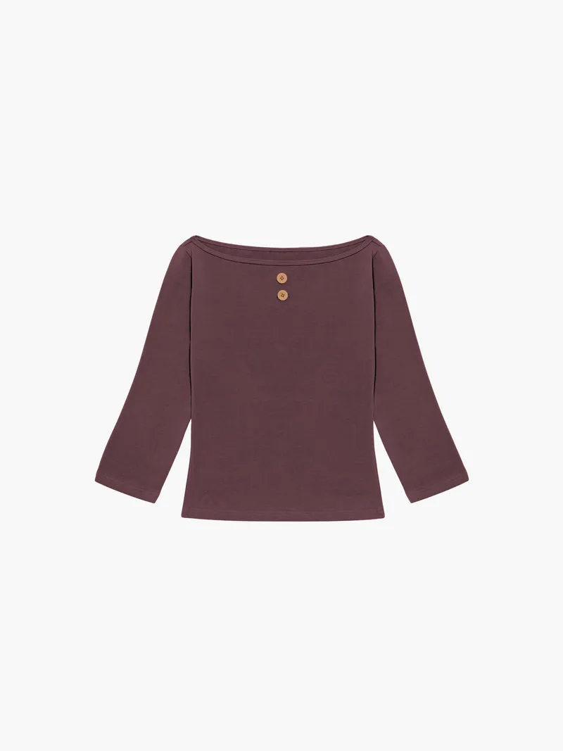 3/4 Sleeve Boat Neck Top