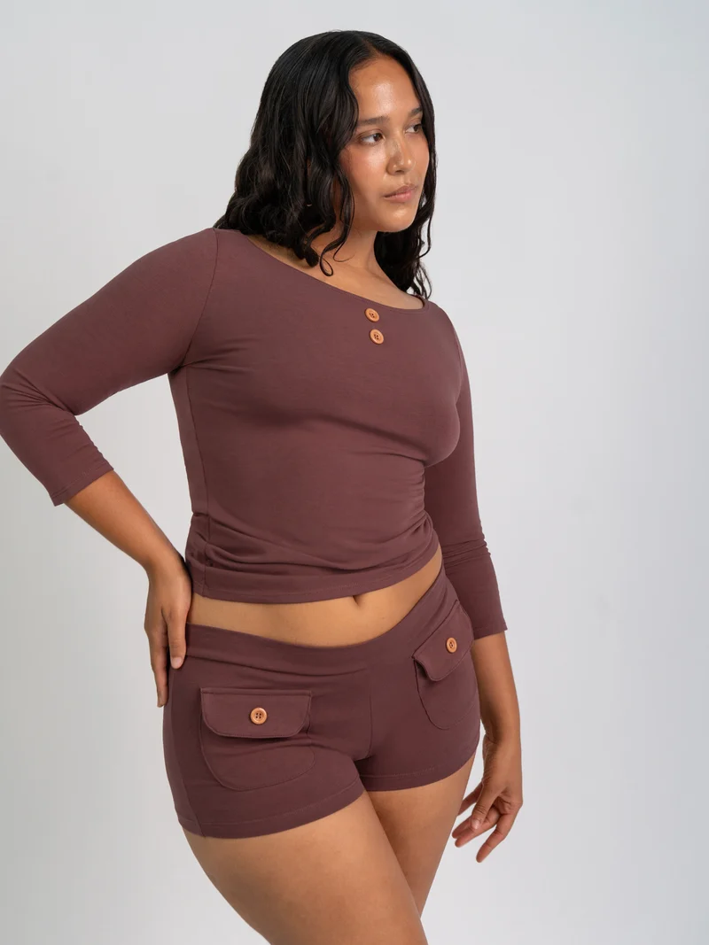 3/4 Sleeve Boat Neck Top