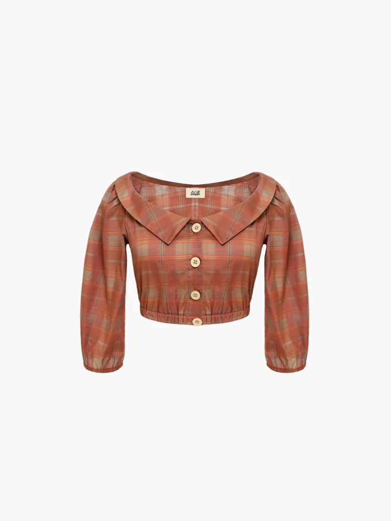 Plaid Cropped Blouse