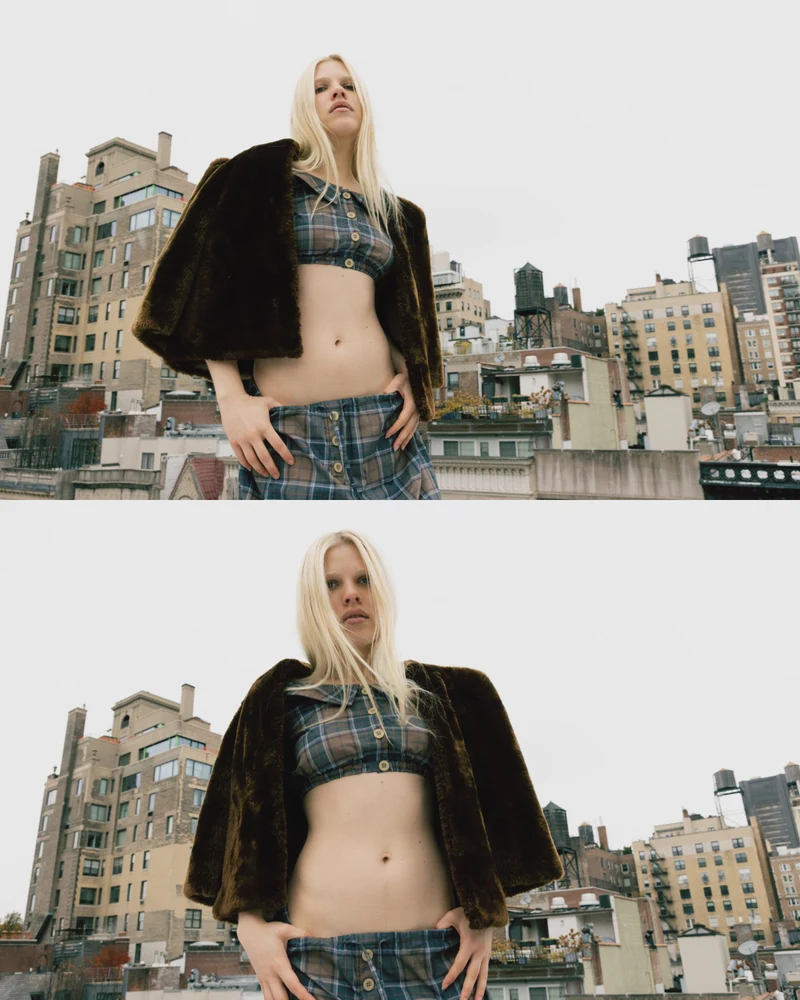 Plaid Cropped Blouse