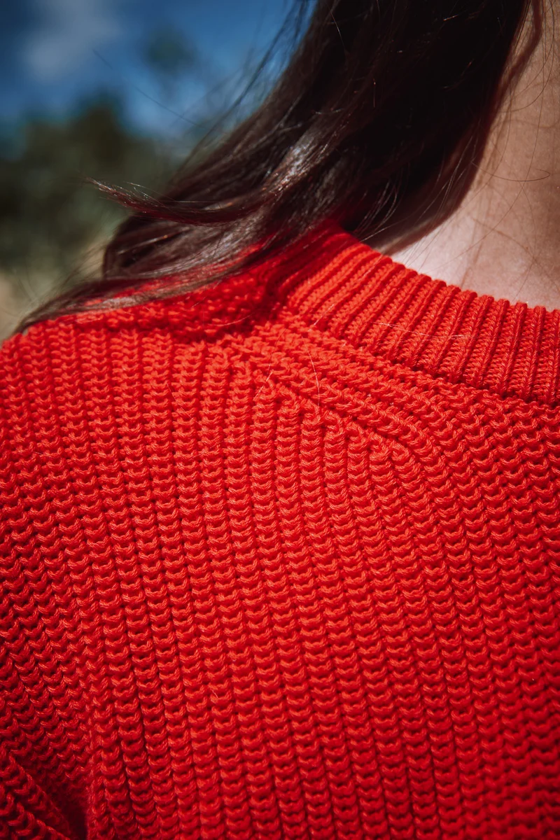 CLEMENTINE Batwing Sweater in Organic Cotton - Red