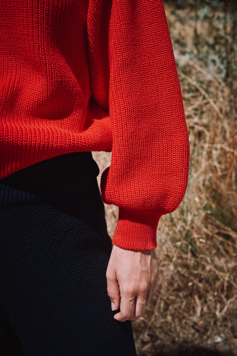 CLEMENTINE Batwing Sweater in Organic Cotton - Red