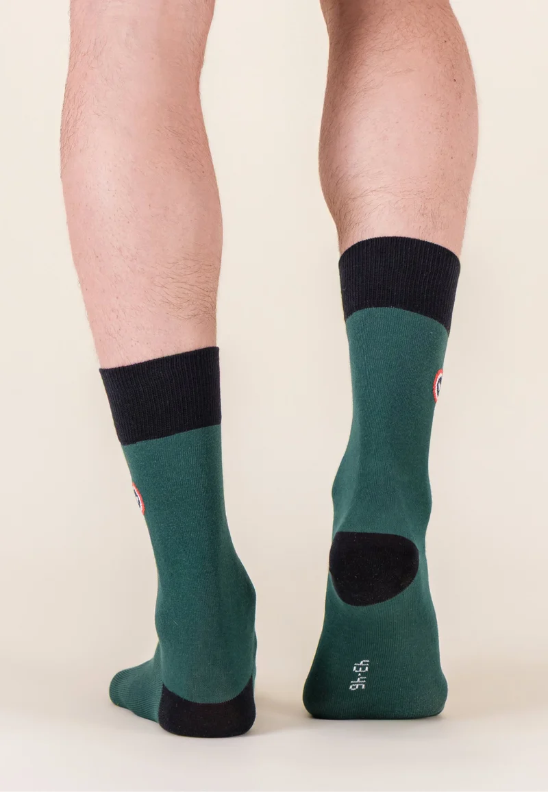Chaussettes mi-hautes vert en coton - Robuste Vert Forêt Noir
