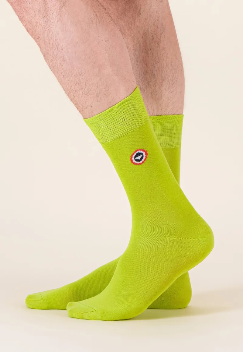 Chaussettes mi-hautes jaune en coton - Robuste Jaune Anis