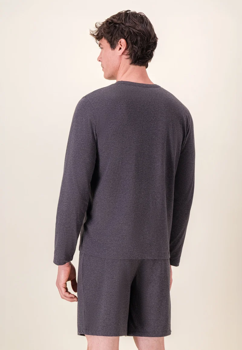 T-shirt à manches longues gris en coton - Superbe Gris Anthracite