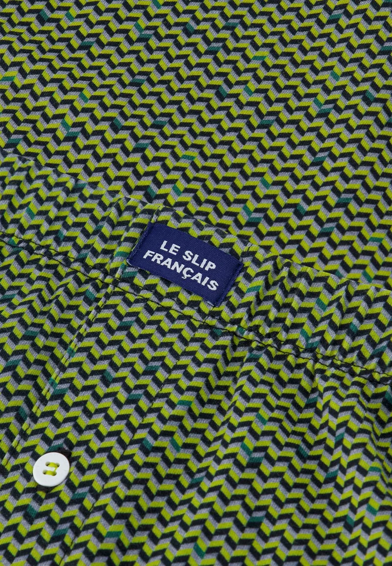 Caleçon à motif chevron jaune anis en jersey de coton - Fredo Chevron Jaune Anis