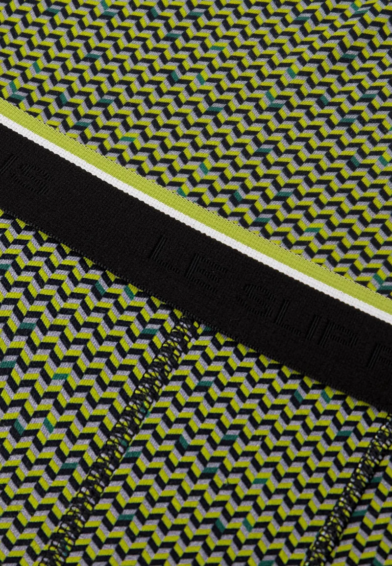 Boxer long à motif chevron jaune anis en coton - Michel Chevron Jaune Anis