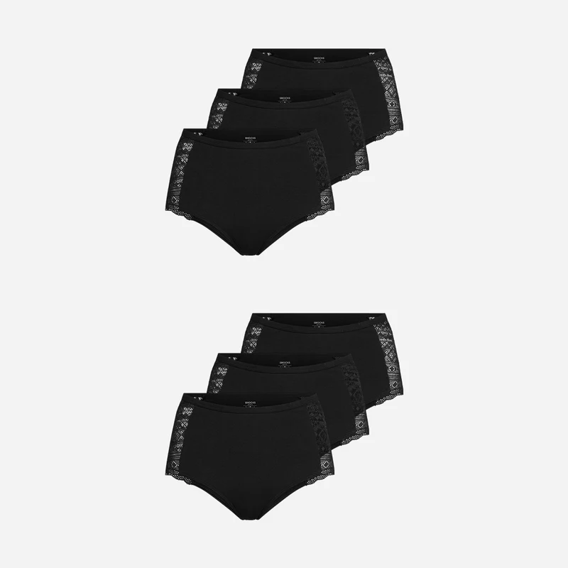 High Waist Hipster Panties mit Spitze | Schwarz