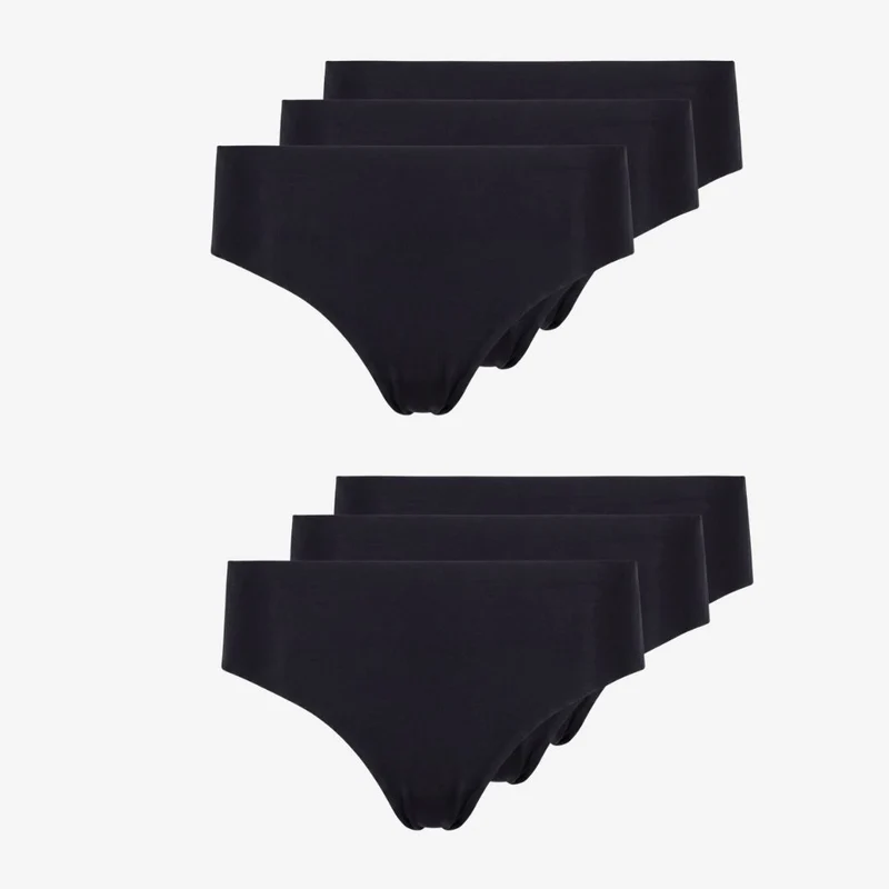 Microfiber High Waist Seamless Tanga | Schwarz