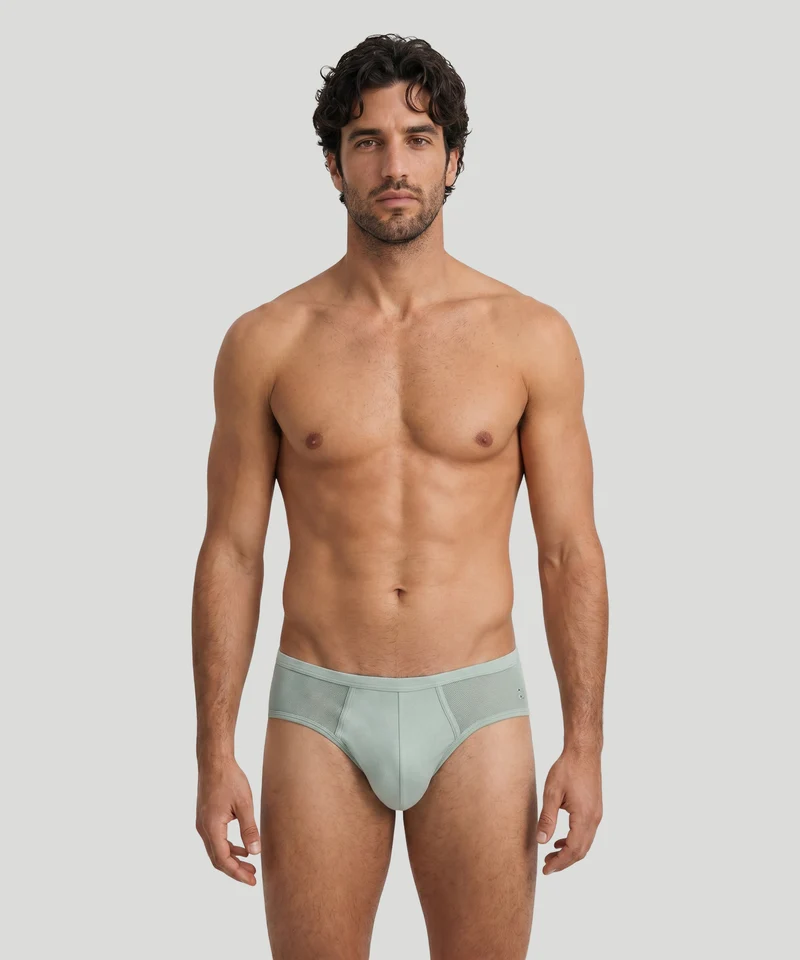 Mesh Y-Front Briefs: Gray Mist