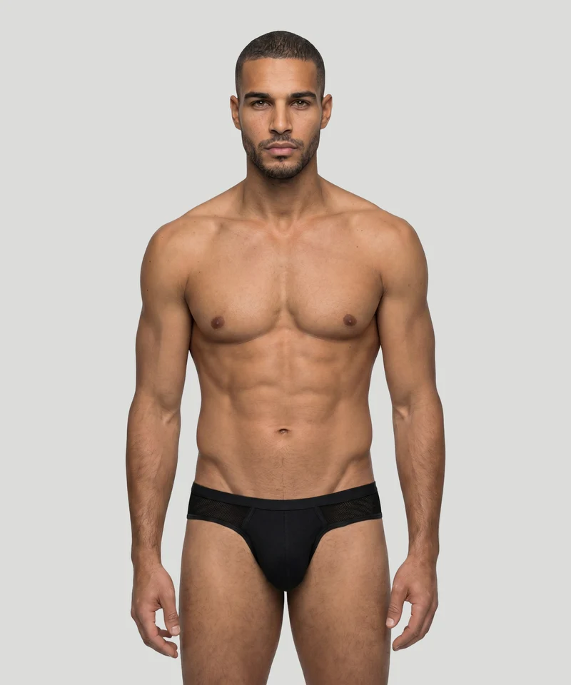 Mesh Slim Y-Front Briefs: Black