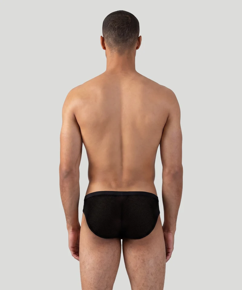 Mesh Slim Y-Front Briefs: Black