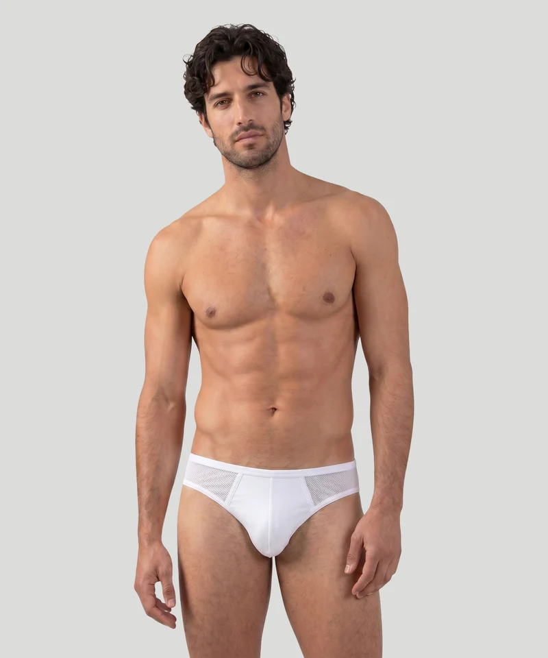 Mesh Slim Y-Front Briefs: White