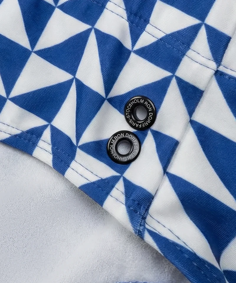 Swim Briefs w. Geometric Pattern: Bleu