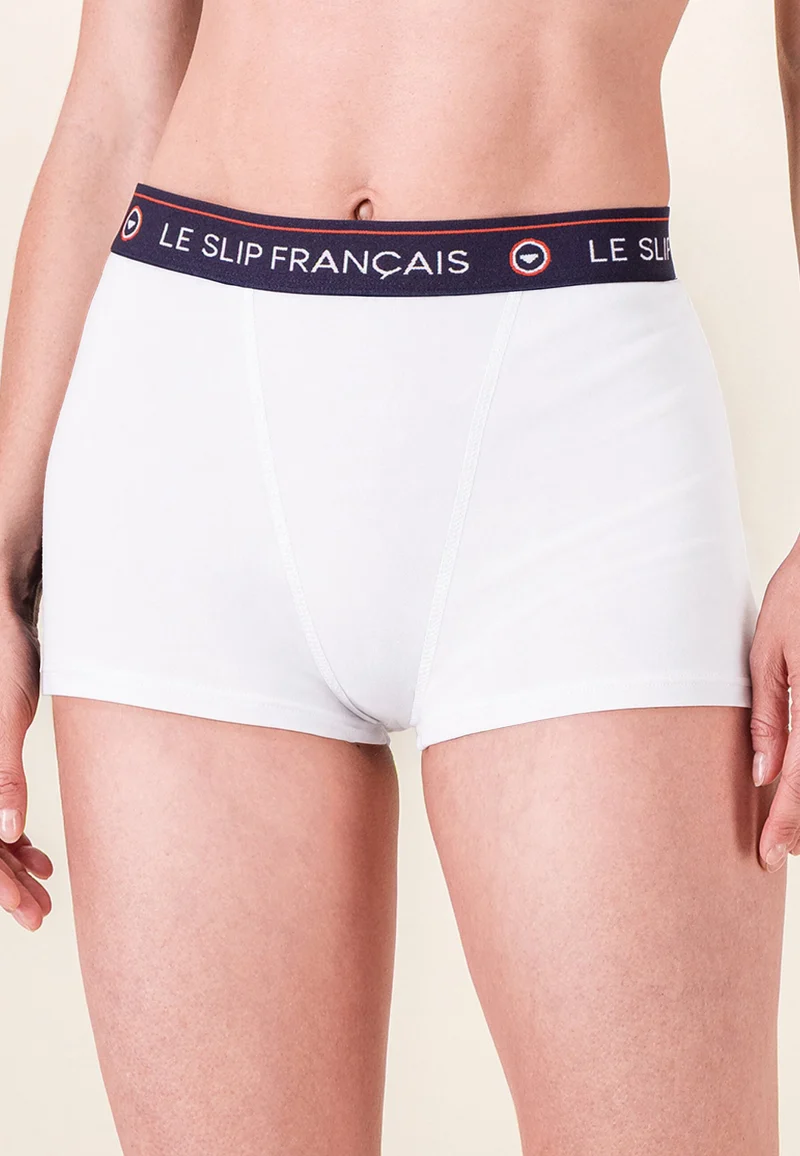 Culotte boxer femme blanche en coton - Fougueuse Blanc