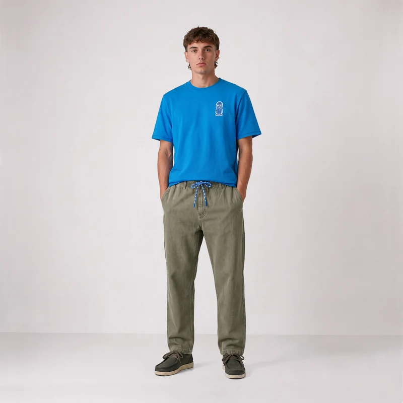 Pantalon coton twill texturé taille élastiquée taupe 549 SBPLAY