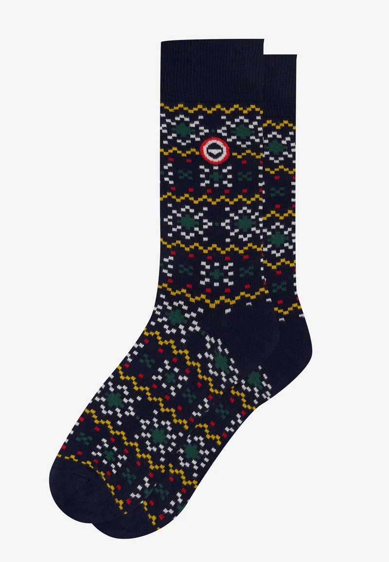 Chaussettes mi-hautes vert sapin flocon fantaisie - Lucas Flocon Vert Sapin