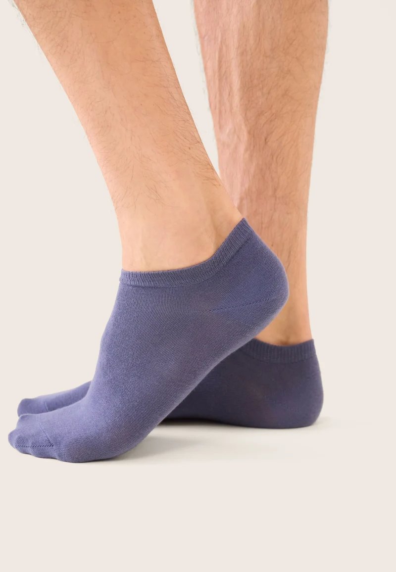 Lot de 3 socquettes en coton - Chaussettes Noir Marine Acier