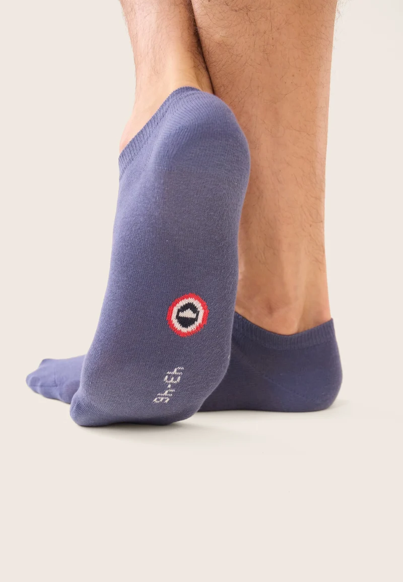 Lot de 3 socquettes en coton - Chaussettes Noir Marine Acier