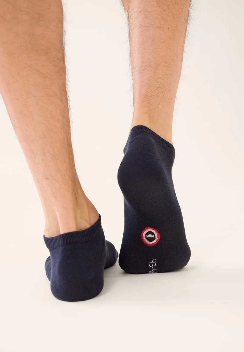 Lot de 3 socquettes en coton - Chaussettes Noir Marine Acier