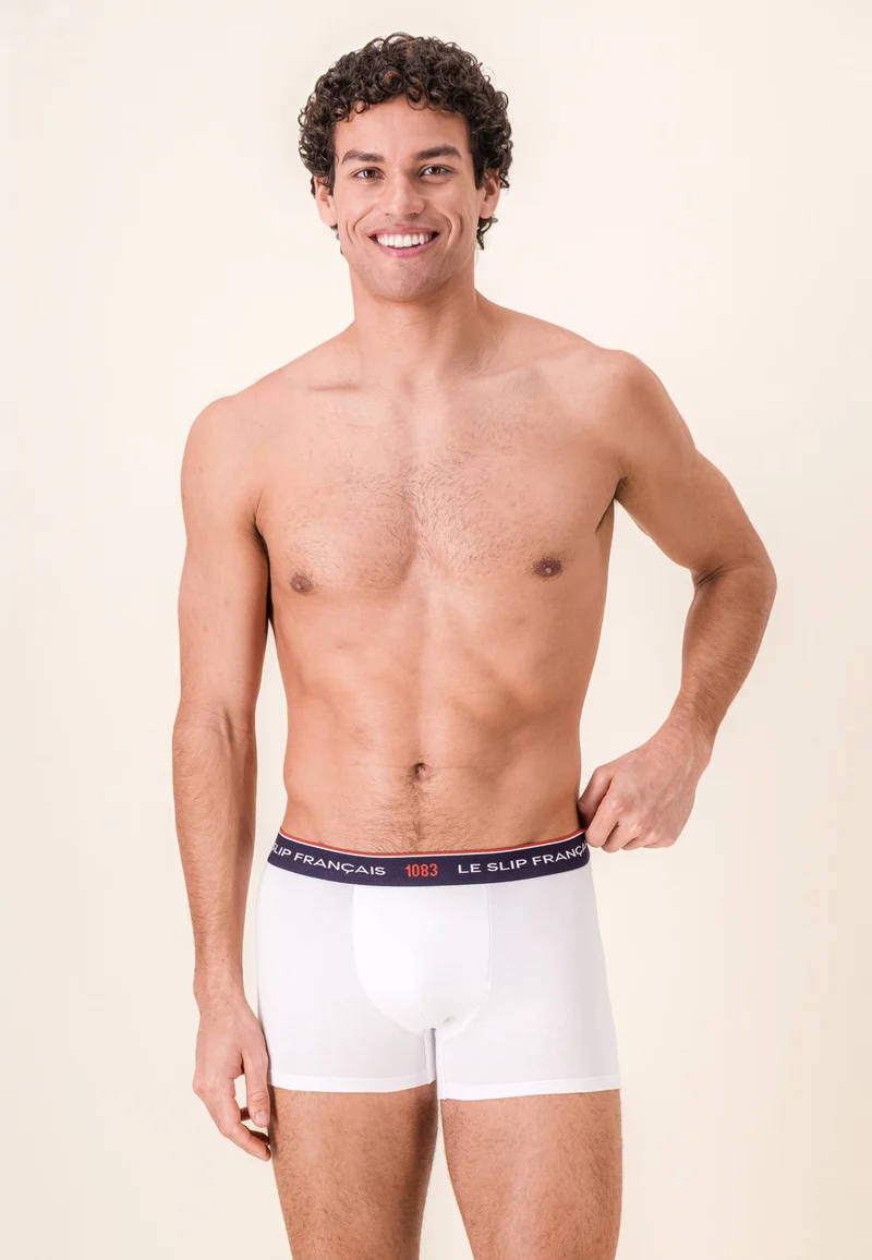 Lot de 3 boxers en coton bio - Boxers Marine Blanc Rouge - Collab 1083