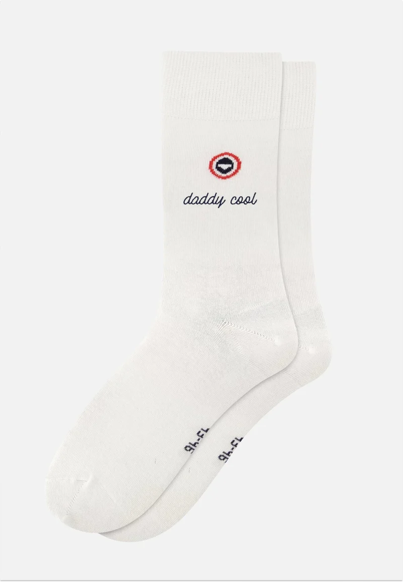Chaussettes mi-hautes unies blanches - Robuste Blanc Brodé Daddy Cool