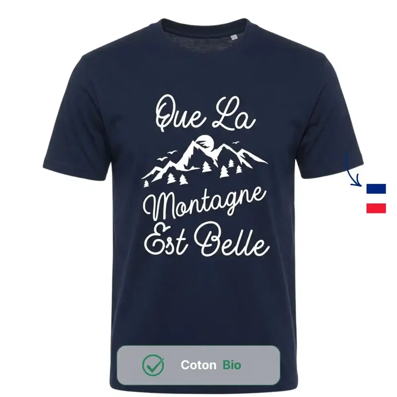 T-shirt Homme bleu | Que la montagne est belle