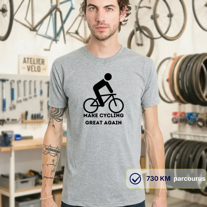 T-shirt Homme gris | Vélo "Make Cycling great again"