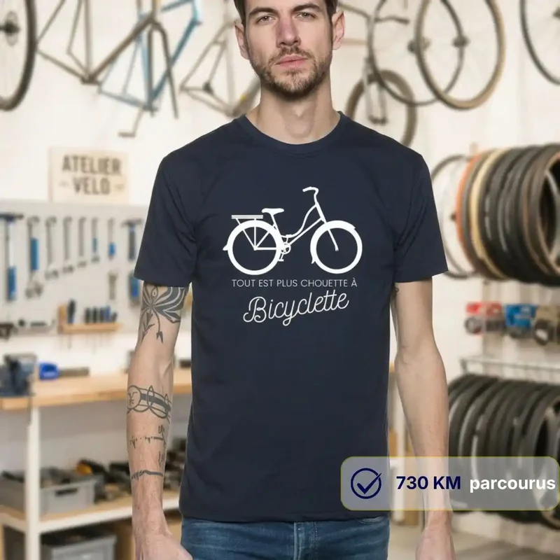 T-shirt Homme bleu | Vélo "Tout est plus chouette"