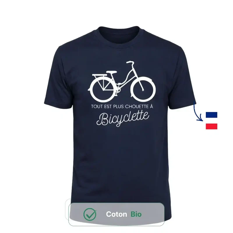 T-shirt Homme bleu | Vélo "Tout est plus chouette"