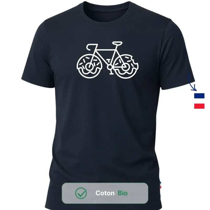 T-shirt Homme bleu | Vélo "Donuts"