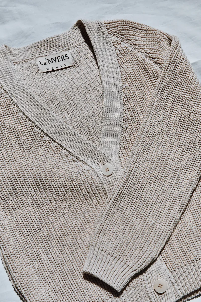 ANNA V-Neck Cardigan in Organic Cotton - Off-White