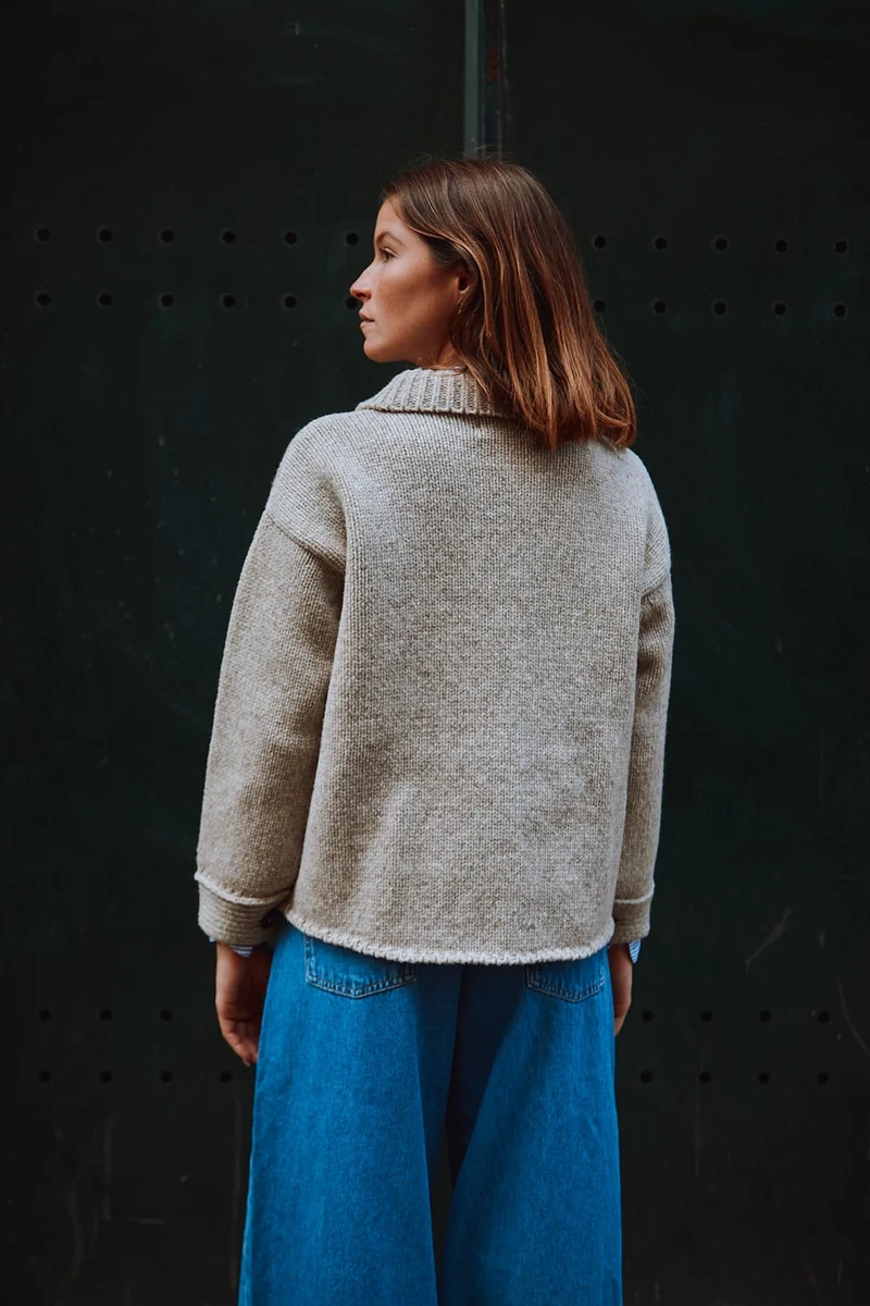 CALAMITY Knit Jacket in Merino Wool - Beige