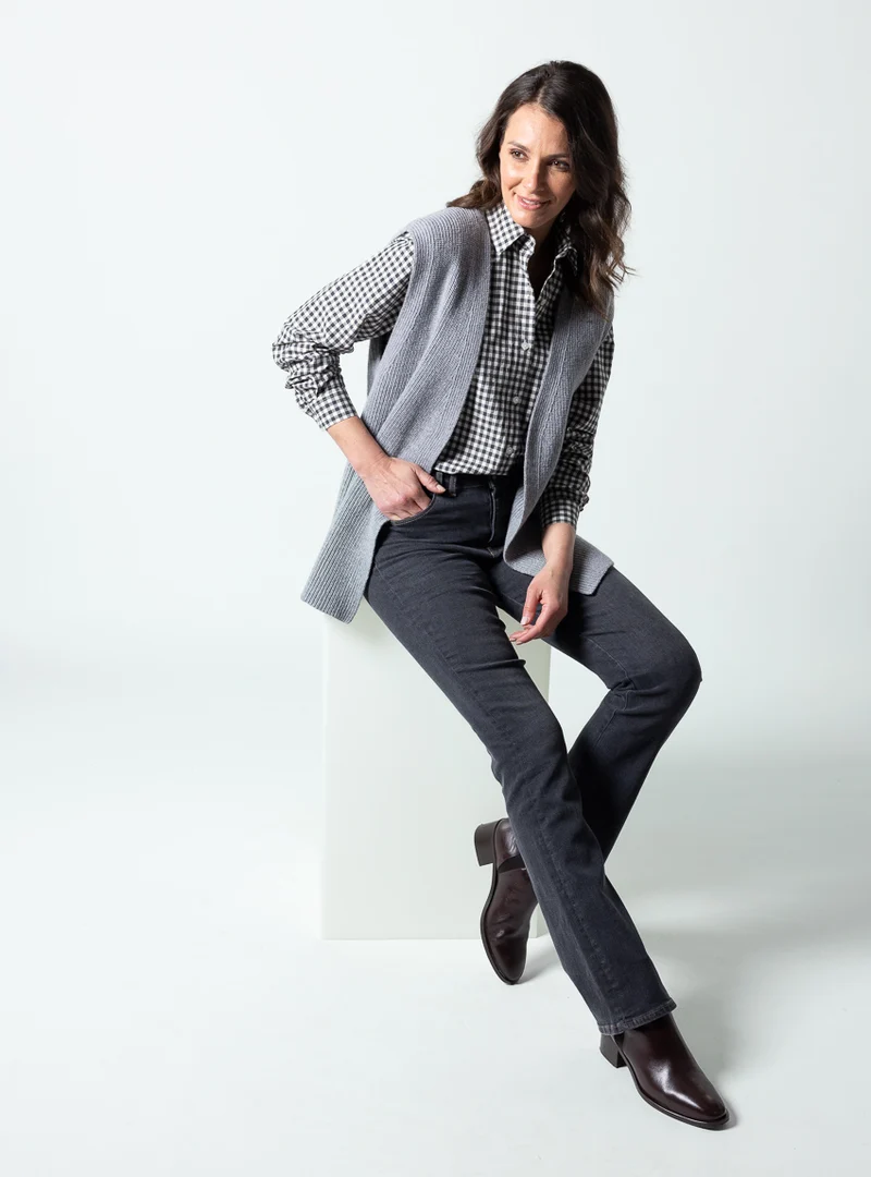 Gilet sans manches femme en laine merinos gris douceur
