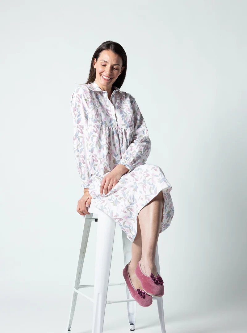 Chemise de nuit femme coton multicolore rose
