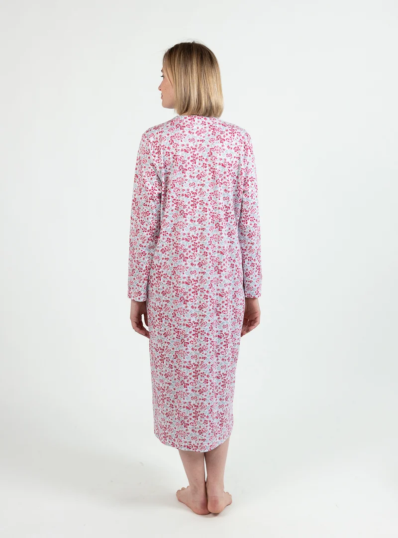 Chemise de nuit femme en coton rose rouge