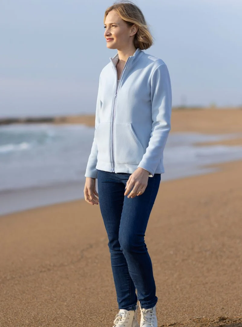 Veste polaire femme coton polyester bleu ciel