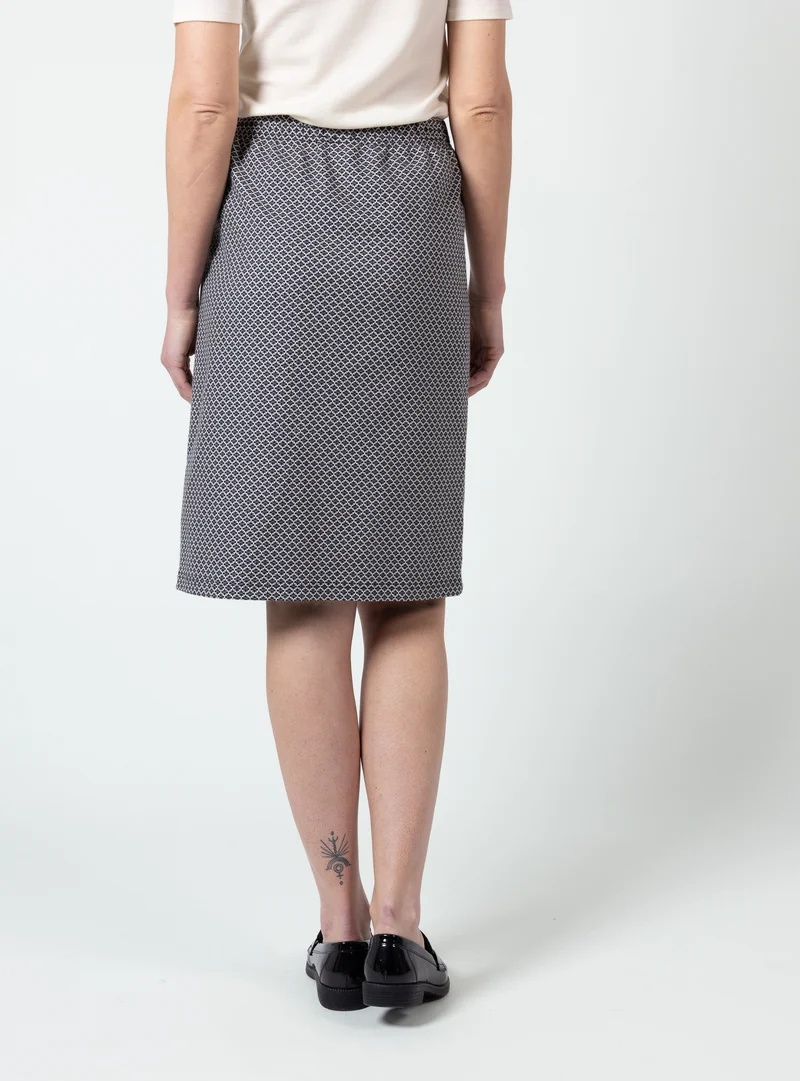Jupe droite femme en maille noir/blanc