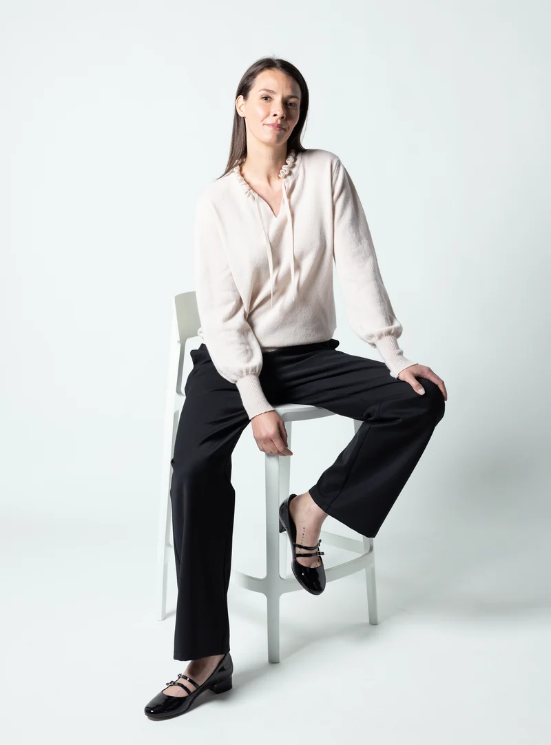 Pull femme laine mérinos et cachemire blanc lait