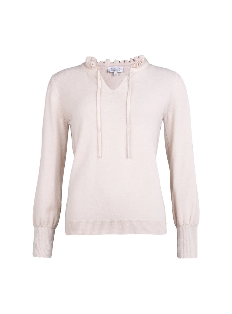 Pull femme laine mérinos et cachemire blanc lait