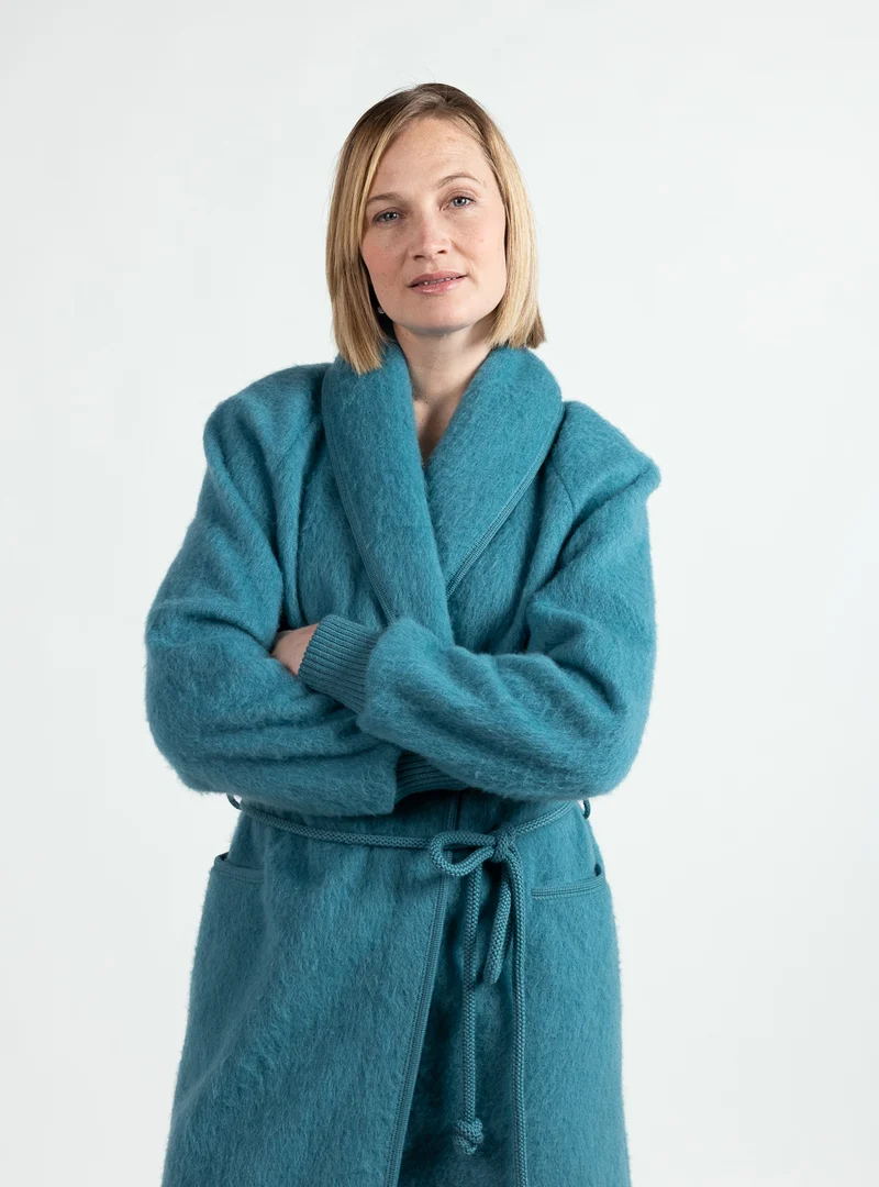 Robe de chambre femme laine pyrenees 7/8 vert opale