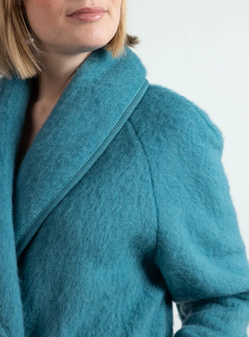 Robe de chambre femme laine pyrenees 7/8 vert opale