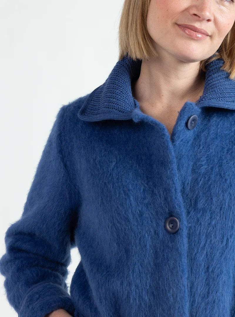 Robe de chambre femme en laine des pyrenees bleu océan