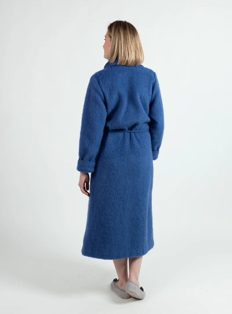 Robe de chambre femme en laine des pyrenees bleu océan