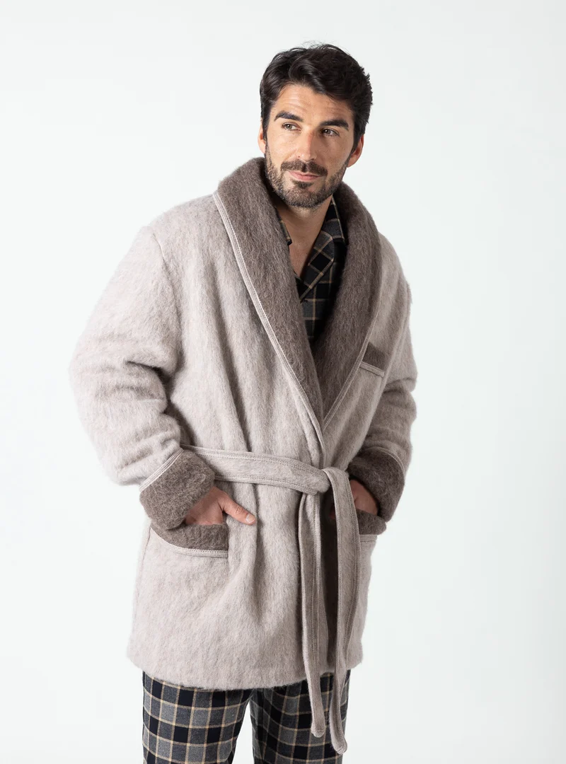 Robe de chambre courte homme beige