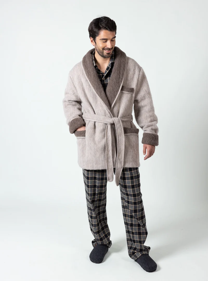 Robe de chambre courte homme beige