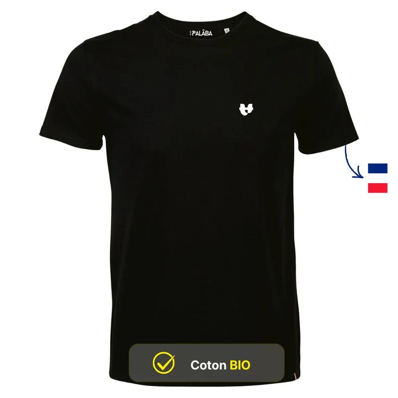T-shirt noir coton bio col rond